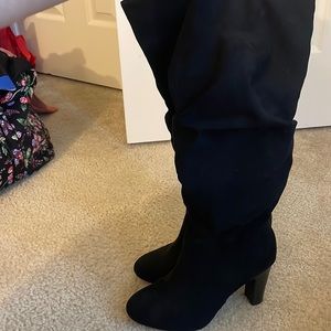 Black mid calf high boots